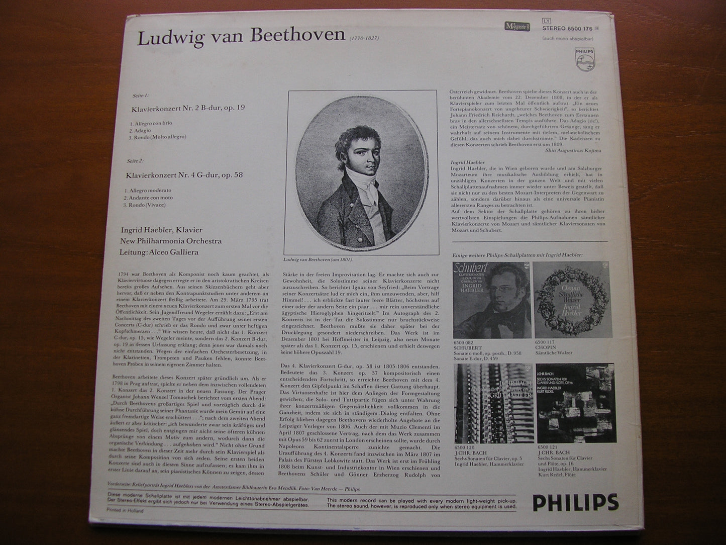 BEETHOVEN: PIANO CONCERTOS Nos. 2 & 4 INGRID HAEBLER / NEW PHILHARMONIA / ALCEO GALLIERA 6500 176