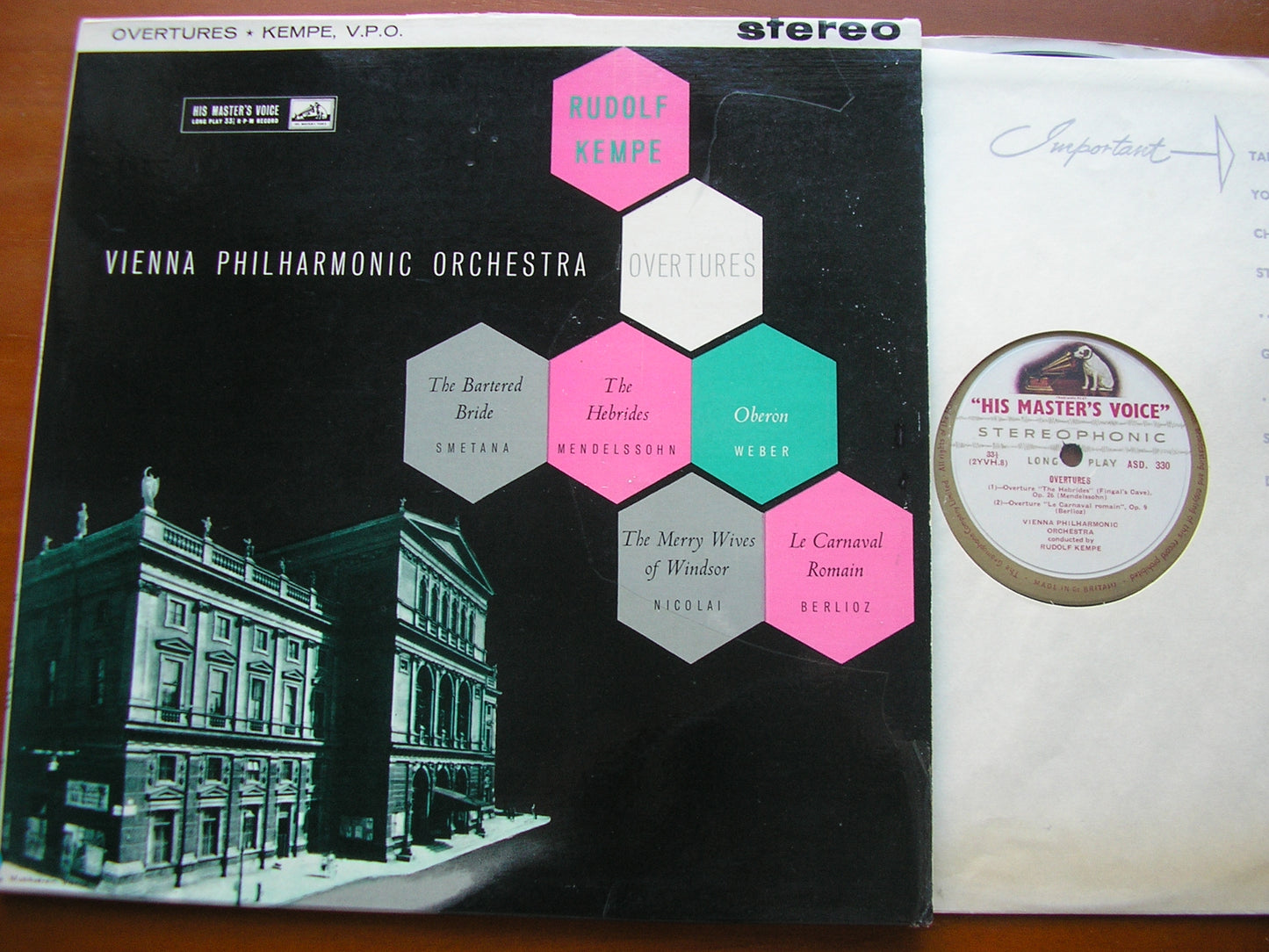 OVERTURES: WEBER / BERLIOZ / NICOLAI / SMETANA / MENDELSSOHN KEMPE / VIENNA PHILHARMONIC ASD 330