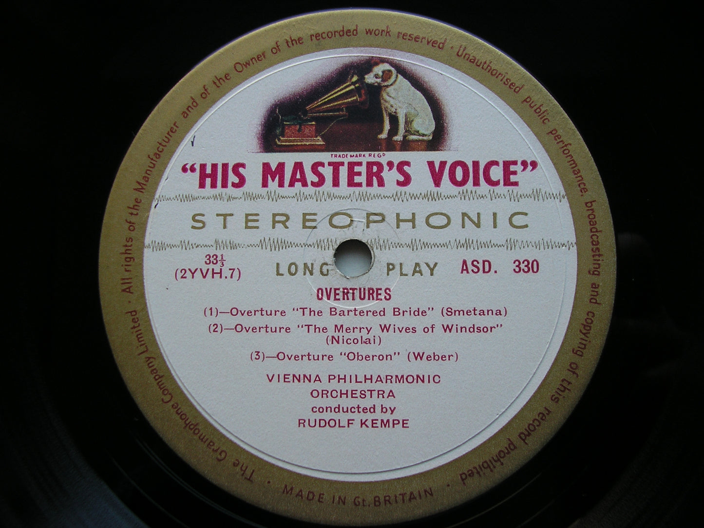 OVERTURES: WEBER / BERLIOZ / NICOLAI / SMETANA / MENDELSSOHN KEMPE / VIENNA PHILHARMONIC ASD 330