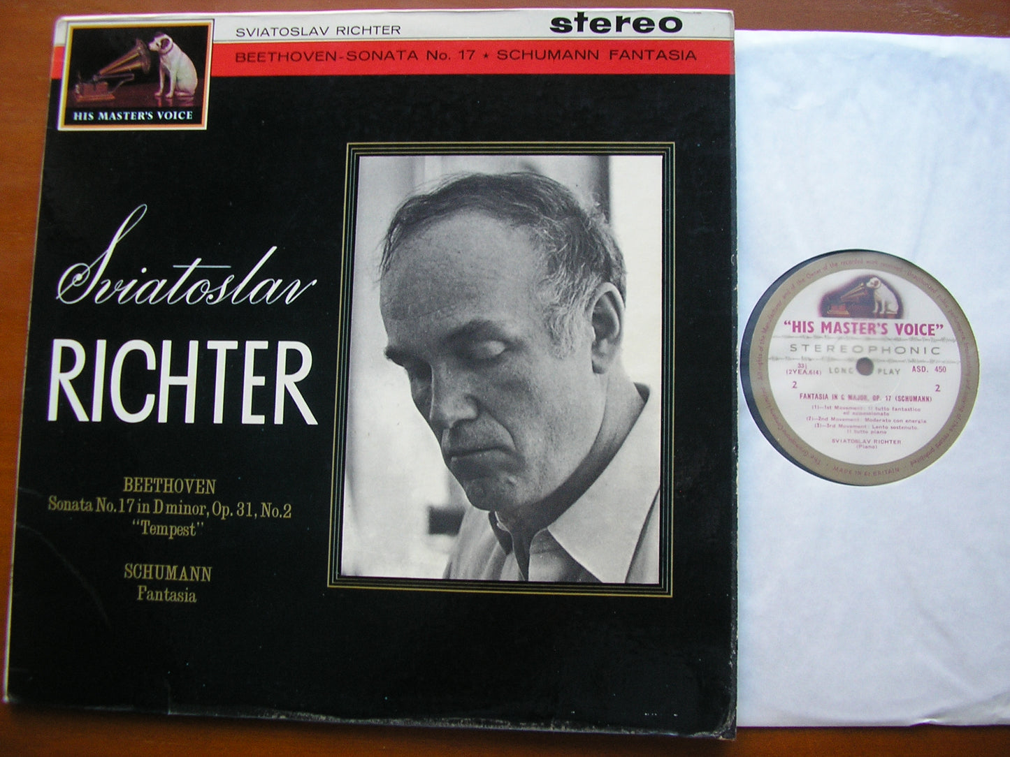 BEETHOVEN: PIANO SONATA No. 17 'Tempest' / SCHUMANN: FANTASIA in C SVIATOSLAV RICHTER ASD 450