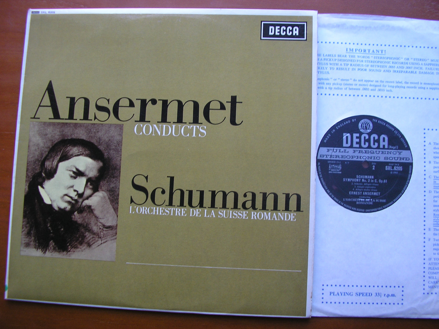 ANSERMET CONDUCTS SCHUMANN: SYMPHONY No. 2 / MANFRED OVERTURE ANSERMET / SUISSE ROMANDE SXL 6205