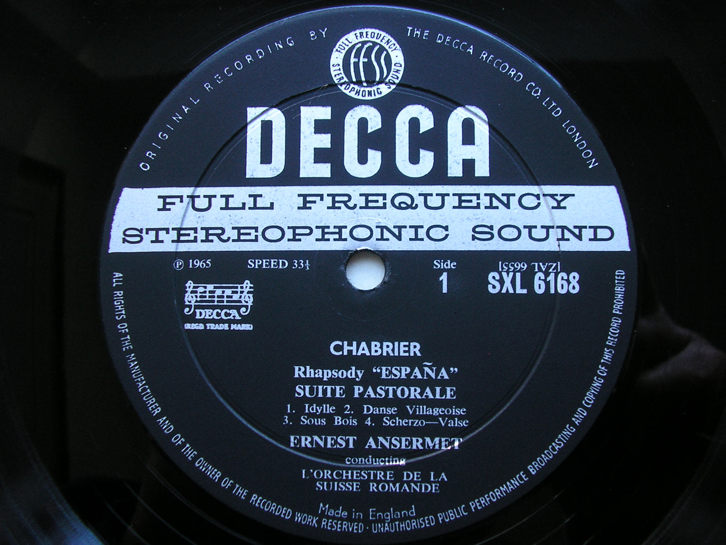 ANSERMET CONDUCTS CHABRIER: ESPANA / JOYEUSE MARCHE / SUITE PASTORALE ANSERMET / SUISSE ROMANDE SXL 6168