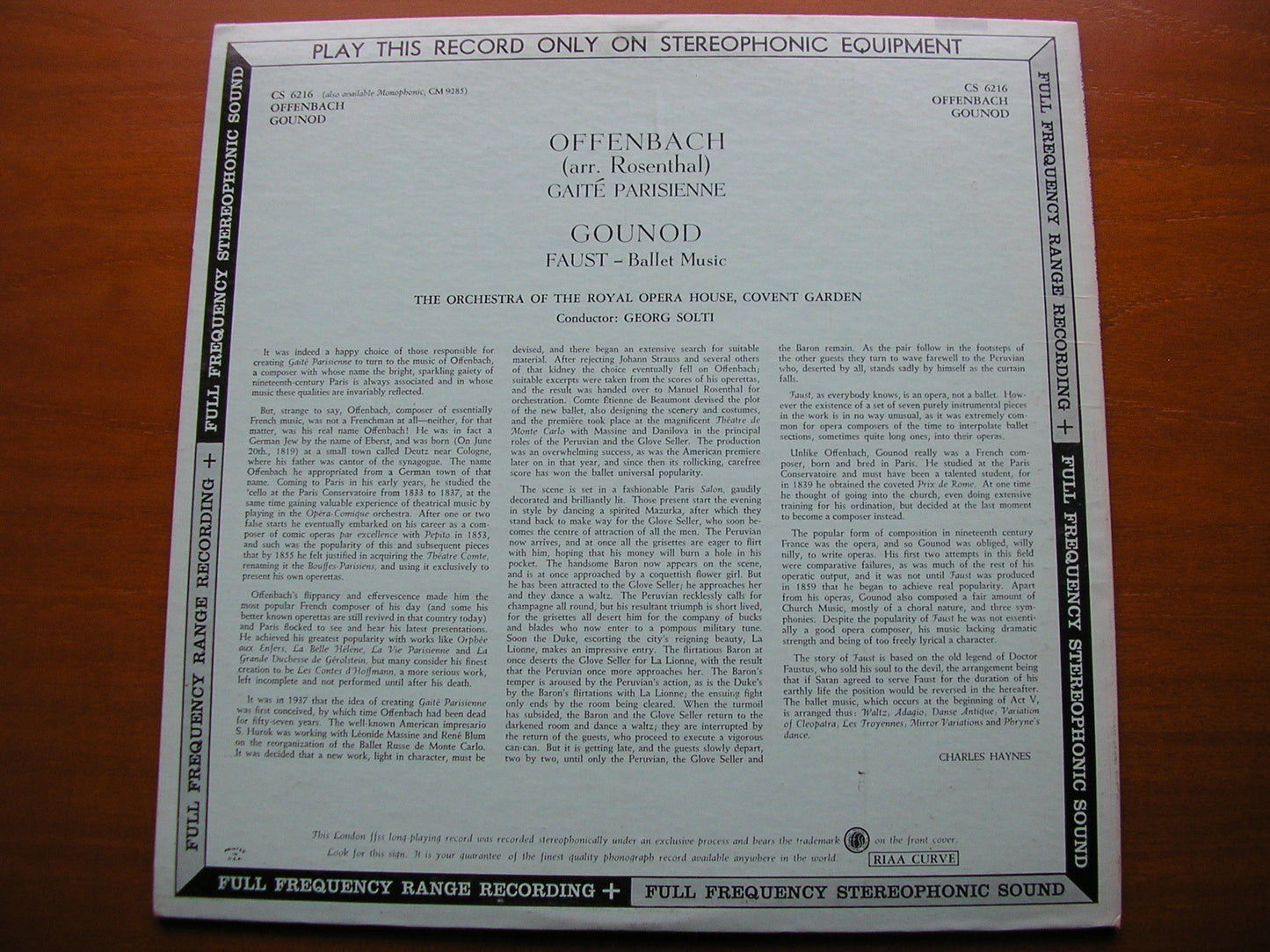 OFFENBACH: GAITE PARISIENNE / GOUNOD: FAUST Ballet Music SOLTI / OROHCG CS 6216