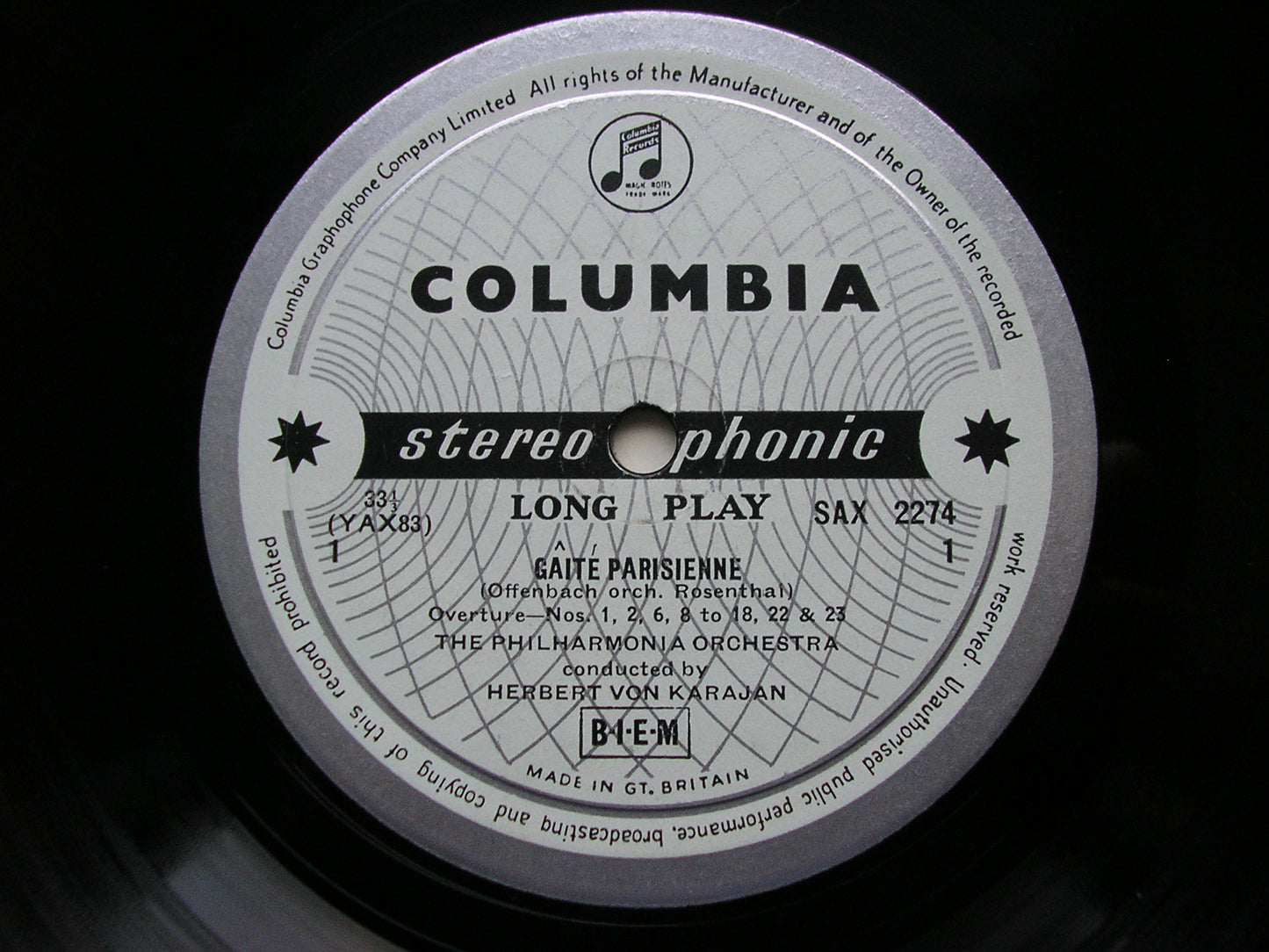 OFFENBACH: GAITE PARISIENNE / GOUNOD: FAUST Ballet Music / ROSSINI: WILLIAM TELL Ballet Music KARAJAN / PHILHARMONIA SAX 2274