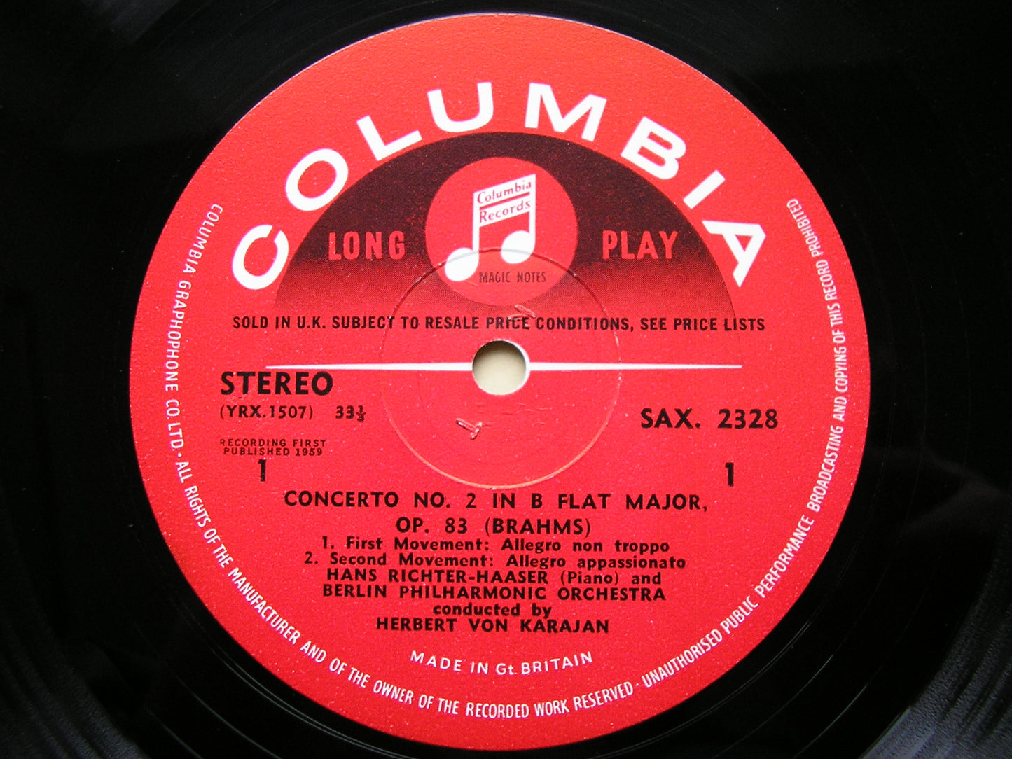 SAX 2328  BRAHMS: PIANO CONCERTO No. 2    RICHTER- HAASER / BERLIN PHILHARMONIC / KARAJAN