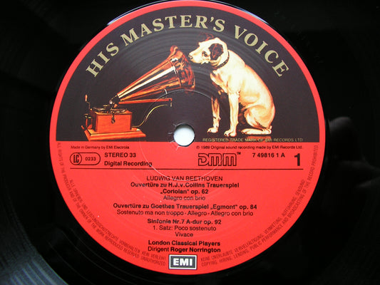 BEETHOVEN: SYMPHONY No. 7 / EGMONT / CORIOLAN    NORRINGTON / LONDON CLASSICAL PLAYERS    749816