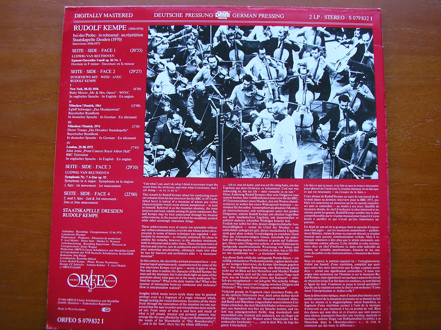 KEMPE IN REHEARSAL DRESDEN 1970 + FOUR INTERVIEWS 1956 - 1975 2 LP ORFEO S 079832