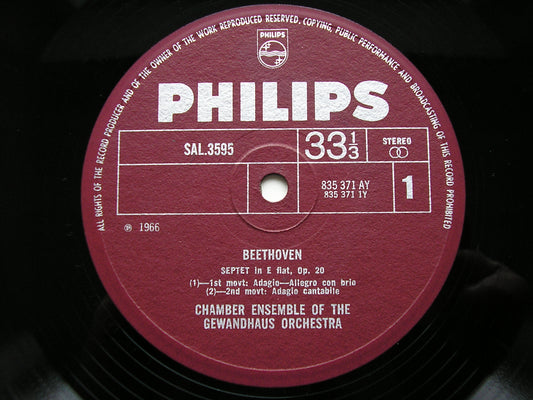 BEETHOVEN: SEPTET Op. 20   LEIPZIG GEWANDHAUS CHAMBER ENSEMBLE   SAL 3595