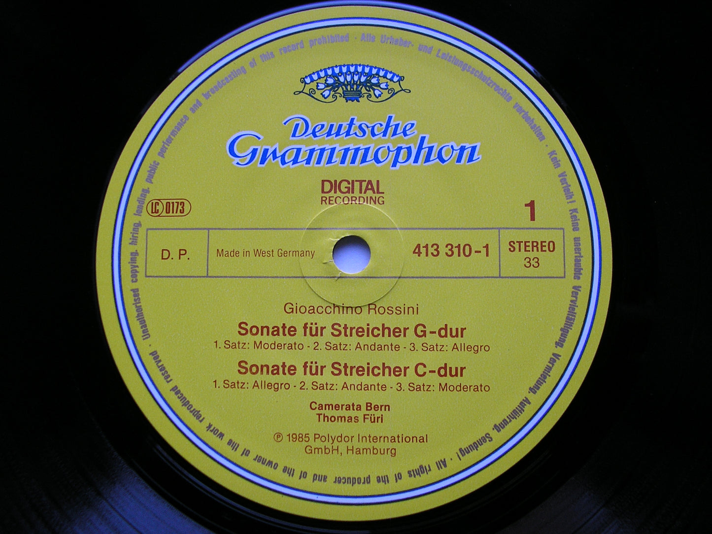 ROSSINI: STRING SONATAS Nos. 1 - 6 FURI / CAMERATA BERN 413 310