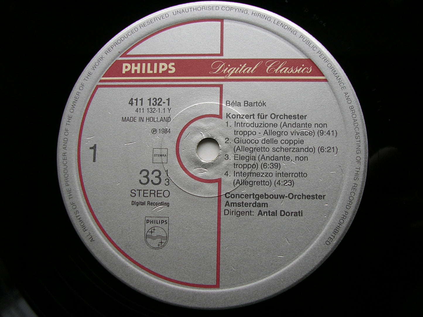 BARTOK: CONCERTO FOR ORCHESTRA / TWO PICTURES DORATI / CONCERTGEBOUW ORCHESTRA 411 132