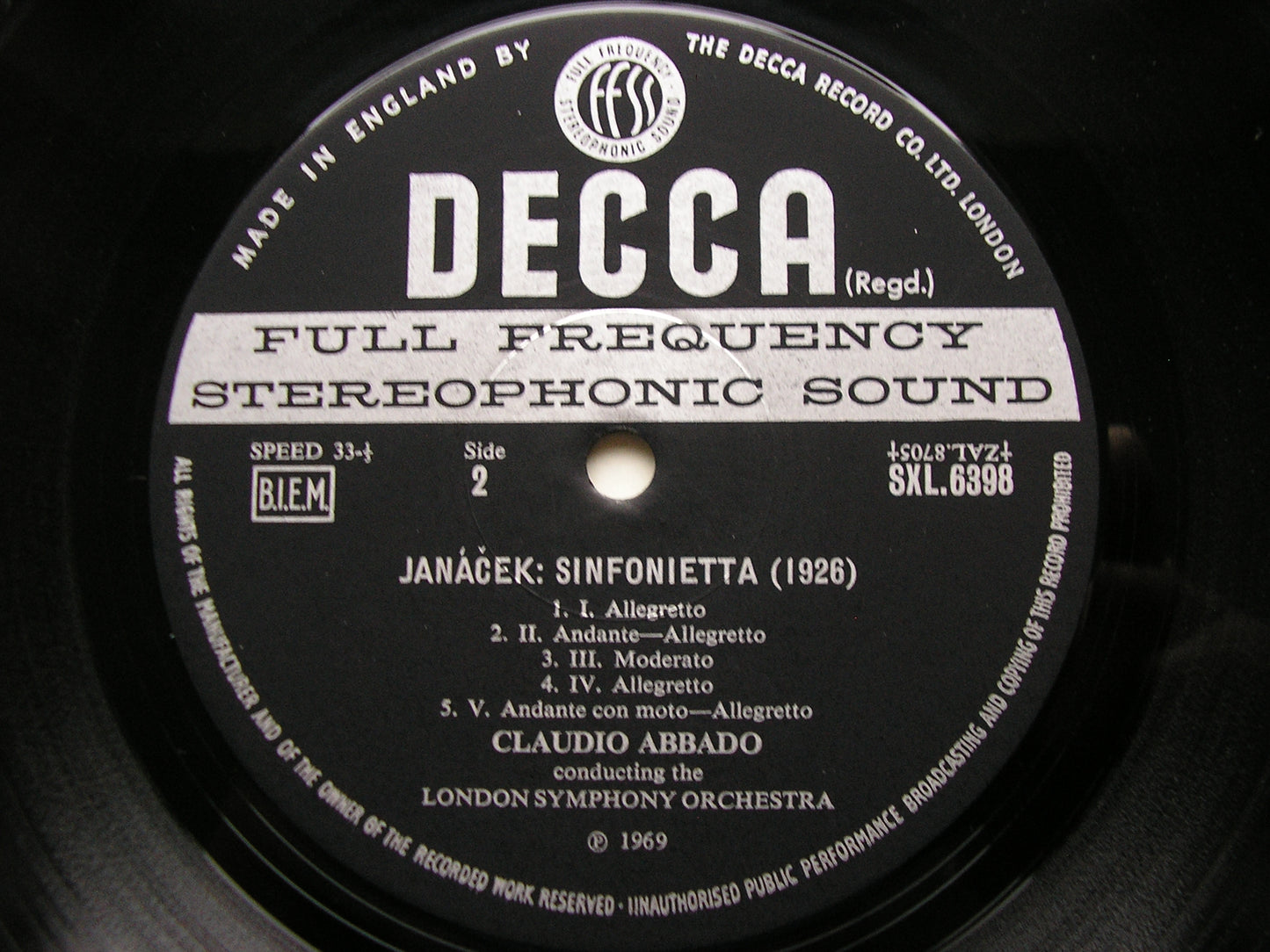 JANACEK: SINFONIETTA / HINDEMITH: SYMPHONIC METAMORPHOSES ABBADO / LONDON SYMPHONY SXL 6398