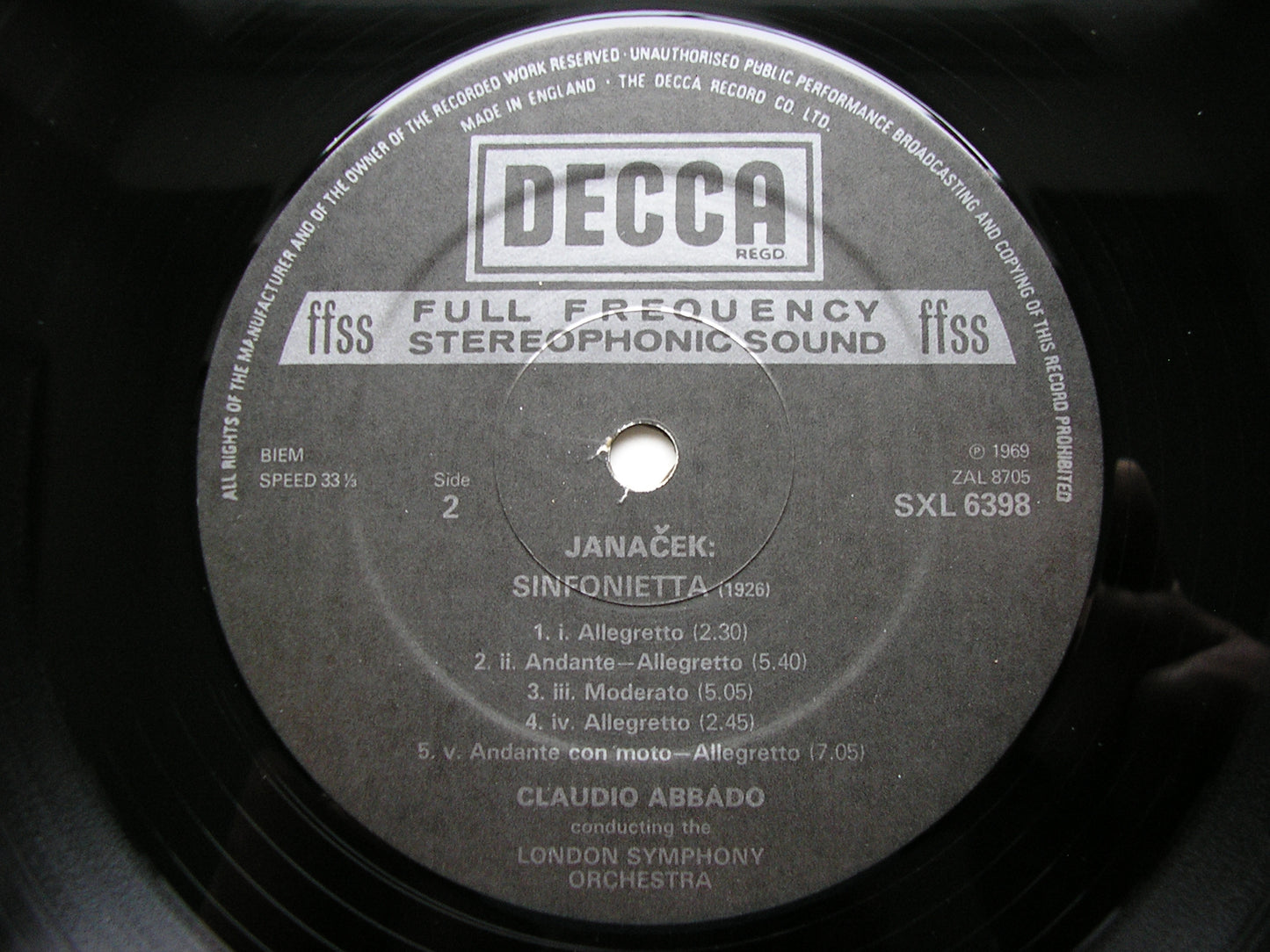 JANACEK: SINFONIETTA / HINDEMITH: SYMPHONIC METAMORPHOSES ABBADO / LONDON SYMPHONY SXL 6398