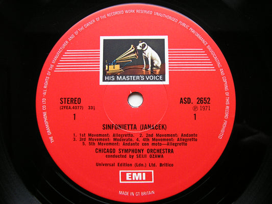 JANACEK: SINFONIETTA / LUTOSLAWSKI: CONCERTO FOR ORCHESTRA    OZAWA / CHICAGO SYMPHONY    ASD 2652