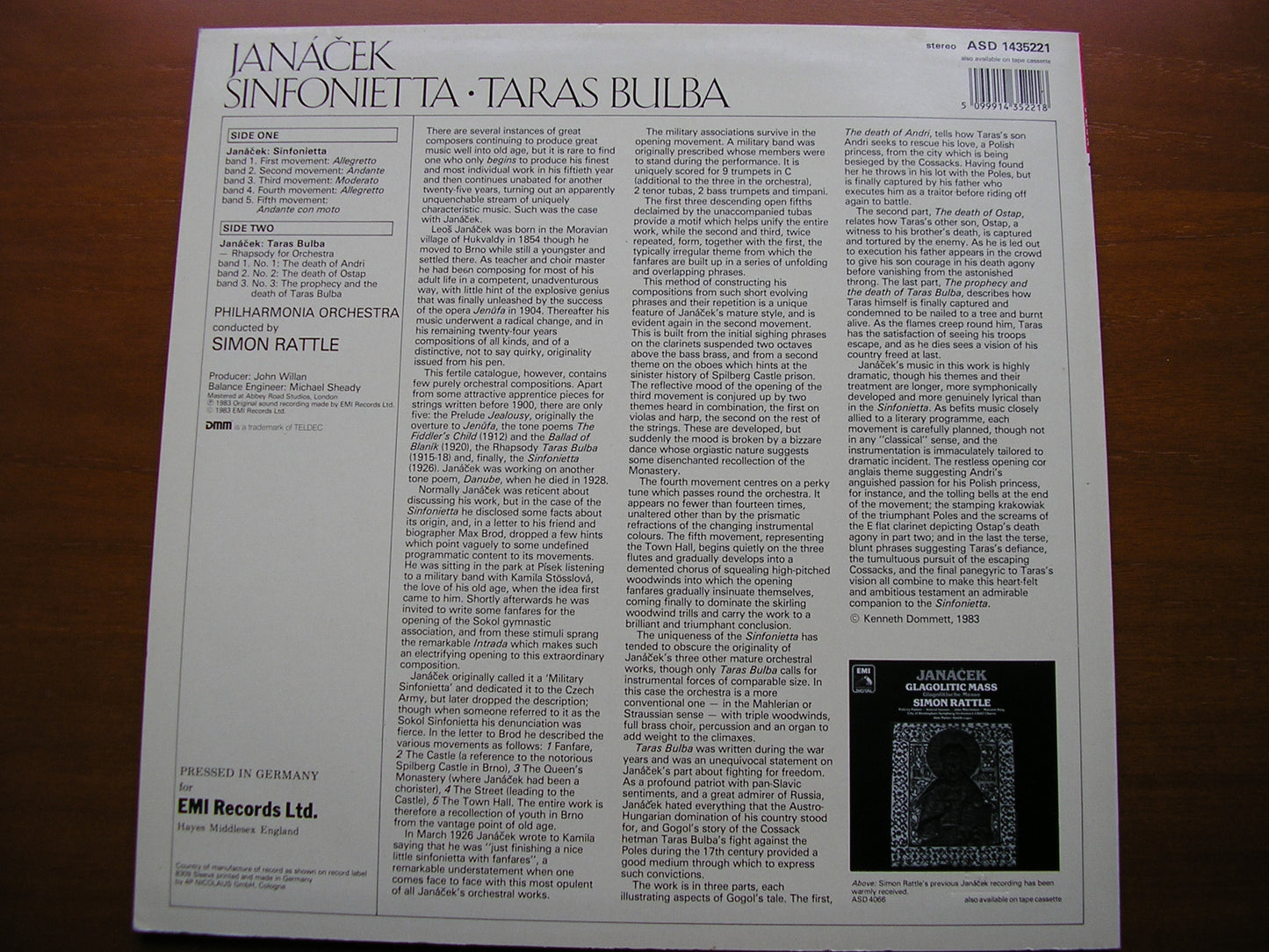 JANACEK: SINFONIETTA / TARAS BULBA    RATTLE / PHILHARMONIA   ASD 1435221