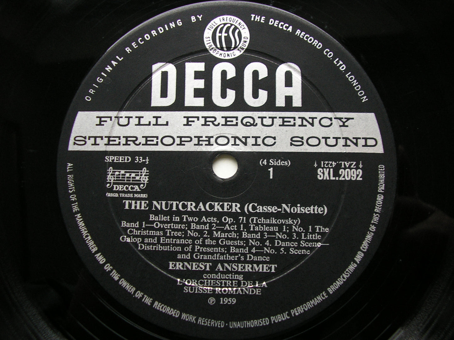 TCHAIKOVSKY: THE NUTCRACKER ANSERMET / SUISSE ROMANDE 2LP SXL 2092 - 3
