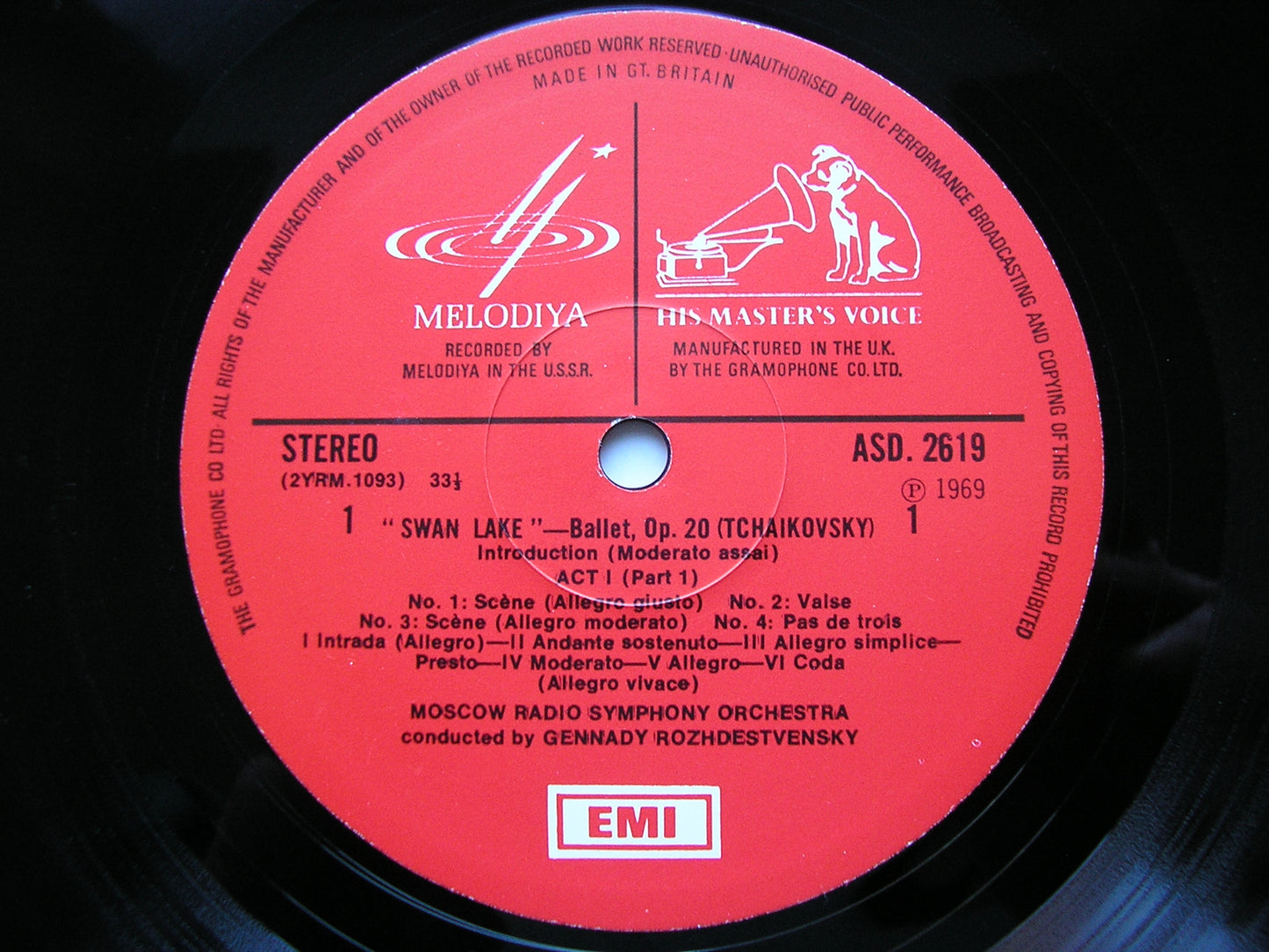 TCHAIKOVSKY: SWAN LAKE   ROZHDESTVENSKY / MOSCOW RADIO SYMPHONY   3 LP   SLS 795