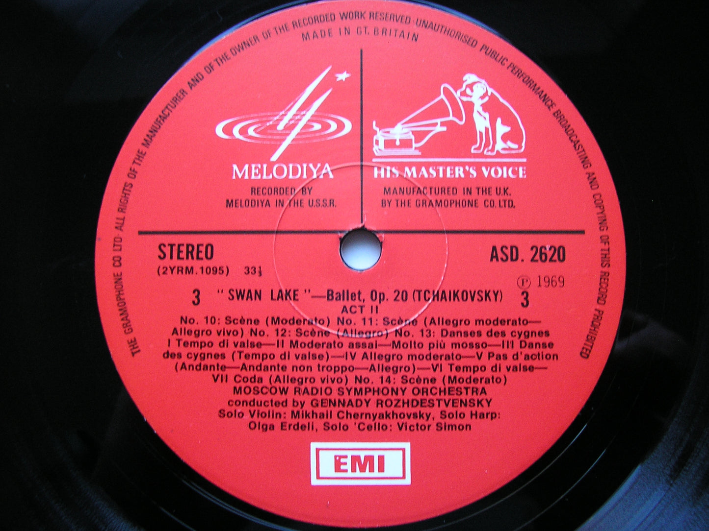 TCHAIKOVSKY: SWAN LAKE   ROZHDESTVENSKY / MOSCOW RADIO SYMPHONY   3 LP   SLS 795
