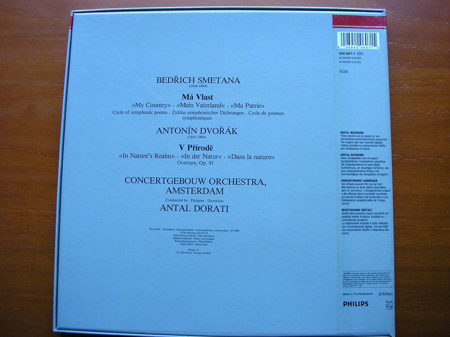 SMETANA: MA VLAST / DVORAK: IN NATURE'S REALM      DORATI / CONCERTGEBOUW ORCHESTRA   2LP    420 607