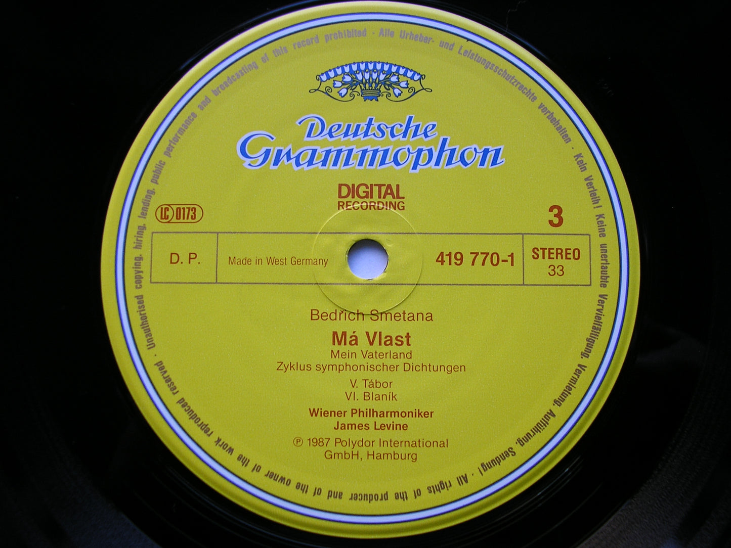 SMETANA: MA VLAST / OVERTURE & DANCES from 'The Bartered Bride' LEVINE / VIENNA PHILHARMONIC 2 LP 419 768