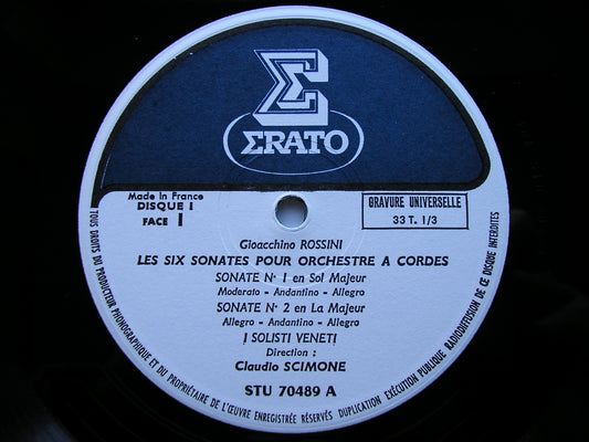 ROSSINI: STRING SONATAS Nos. 1 - 6 / VARIATIONS    I SOLOISTI VENETI / SCIMIONE   2 LP    STU 70489 / 90