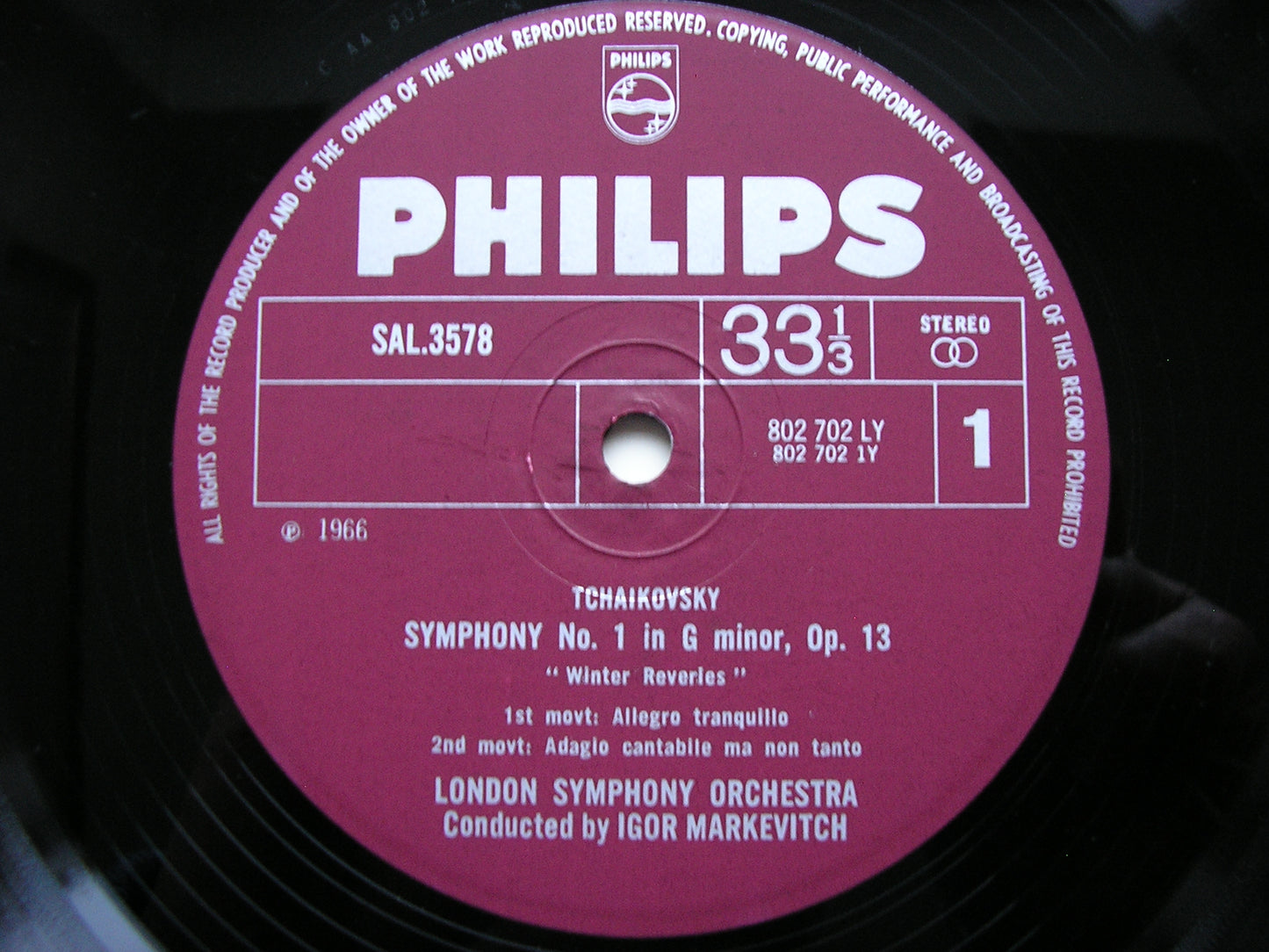 TCHAIKOVSKY: SYMPHONY No. 1 'Winter Reveries'   MARKEVITCH / LONDON SYMPHONY   SAL 3578