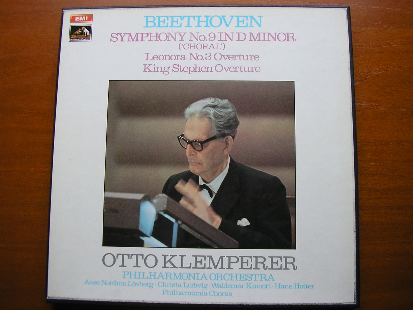 BEETHOVEN: SYMPHONY No. 9 / OVERTURES Leonora No. 3 / King Stephen SOLOISTS / PHILHARMONIA / KLEMPERER 2 LP SLS 798