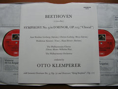 BEETHOVEN: SYMPHONY No. 9 / OVERTURES Leonora No. 3 / King Stephen   SOLOISTS / PHILHARMONIA / KLEMPERER    2 LP    SLS 798