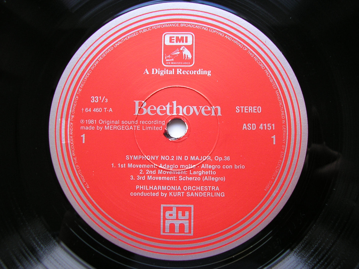 BEETHOVEN: SYMPHONIES Nos. 1 & 2 SANDERLING / PHILHARMONIA ASD 4151