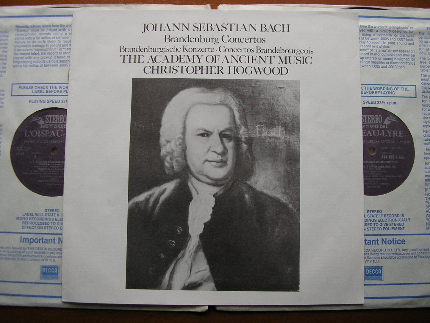BACH: THE BRANDENBURG CONCERTOS   HOGWOOD / ACADEMY OF ANCIENT MUSIC   2 LP   414 187