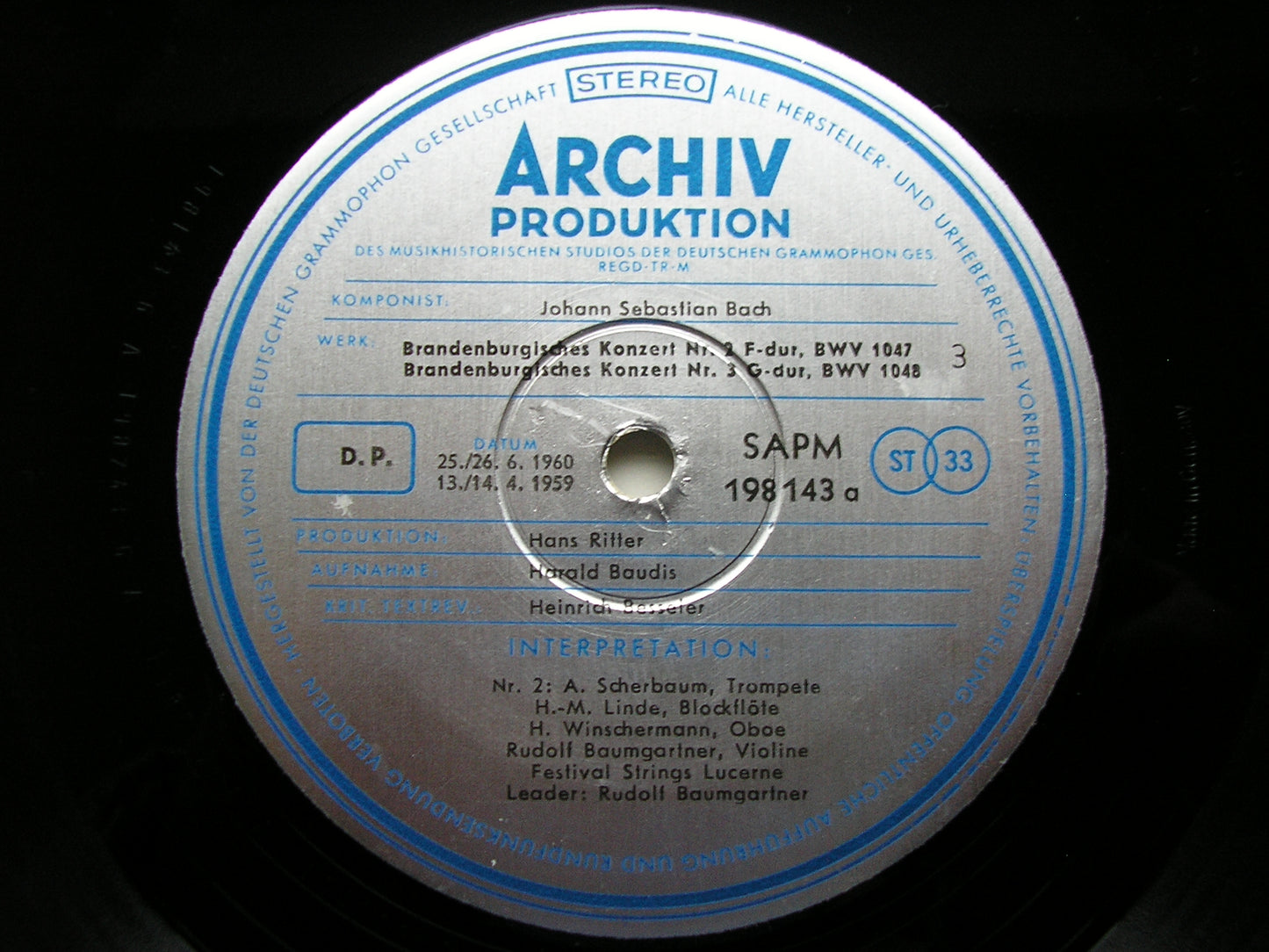 BACH: THE BRANDENBURG CONCERTOS    BAUMGARTNER / FESTIVAL STRINGS LUCERNE    2 LP     198 142 / 3