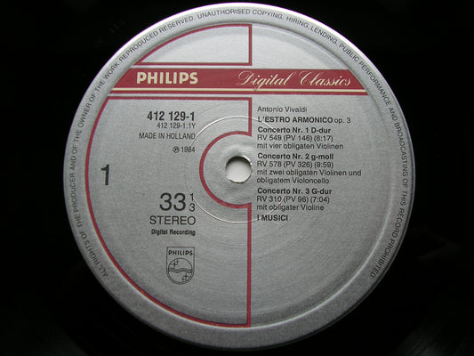 VIVALDI: L'ESTRO ARMONICO 12 CONCERTOS Op. 3 I MUSICI 2 LP 412 128