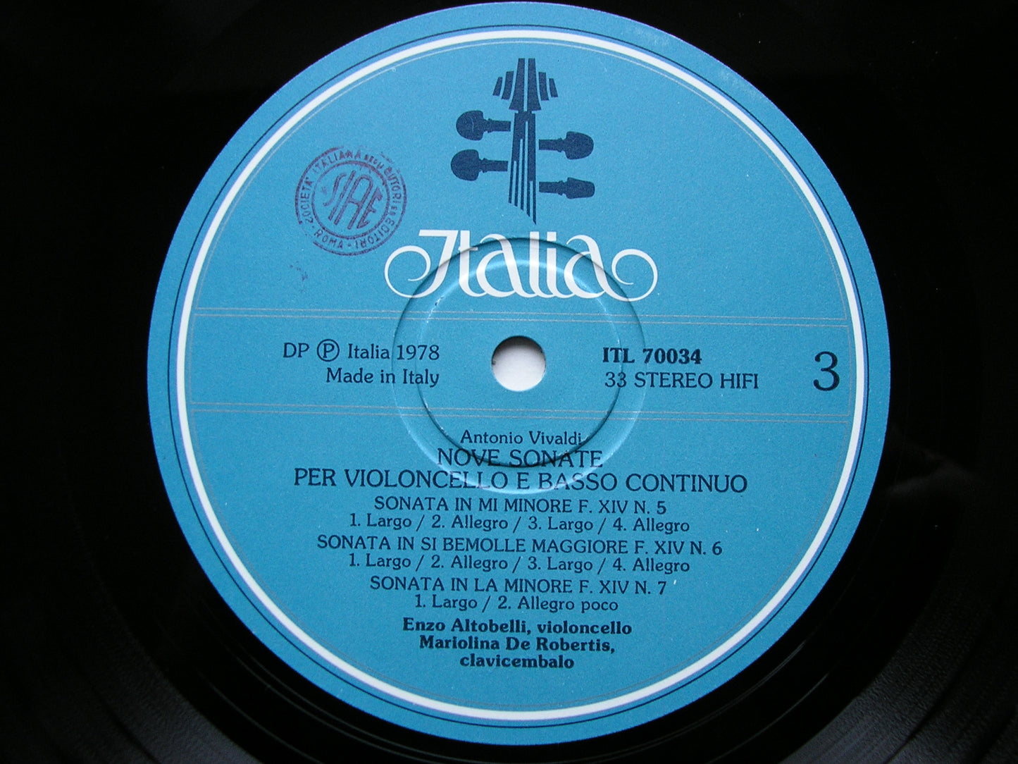 VIVALDI: NINE SONATAS FOR CELLO & BASSO CONTINUO ALTOBELLI / DE ROBERTIS 2 LP ITL 70034