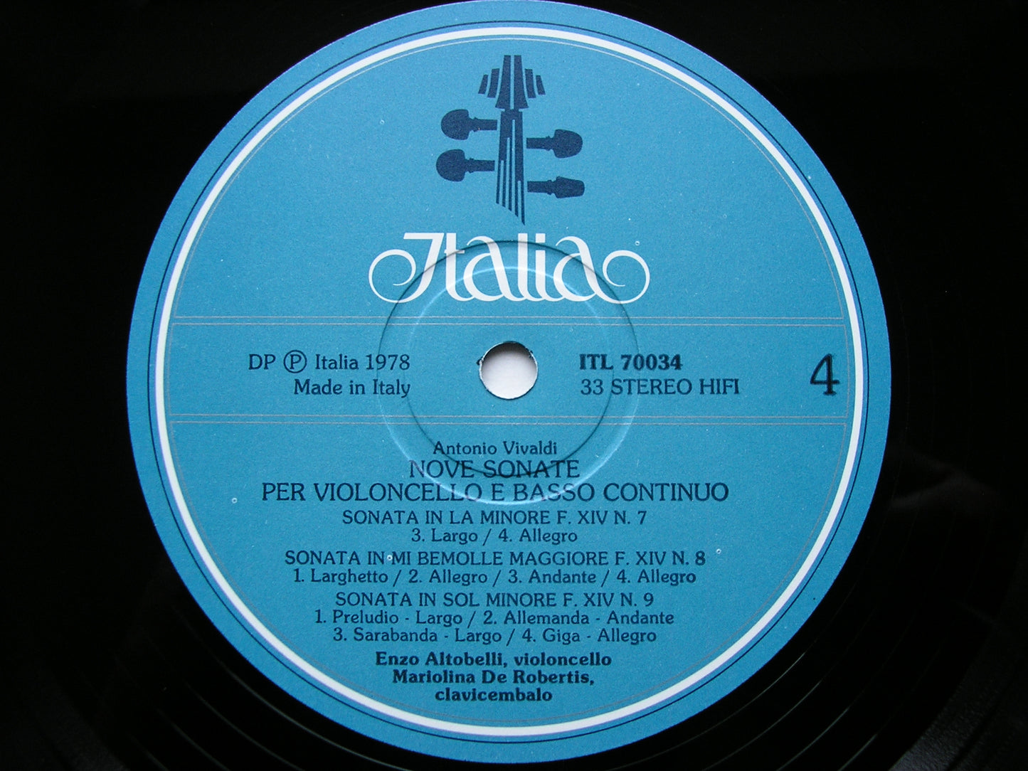 VIVALDI: NINE SONATAS FOR CELLO & BASSO CONTINUO ALTOBELLI / DE ROBERTIS 2 LP ITL 70034