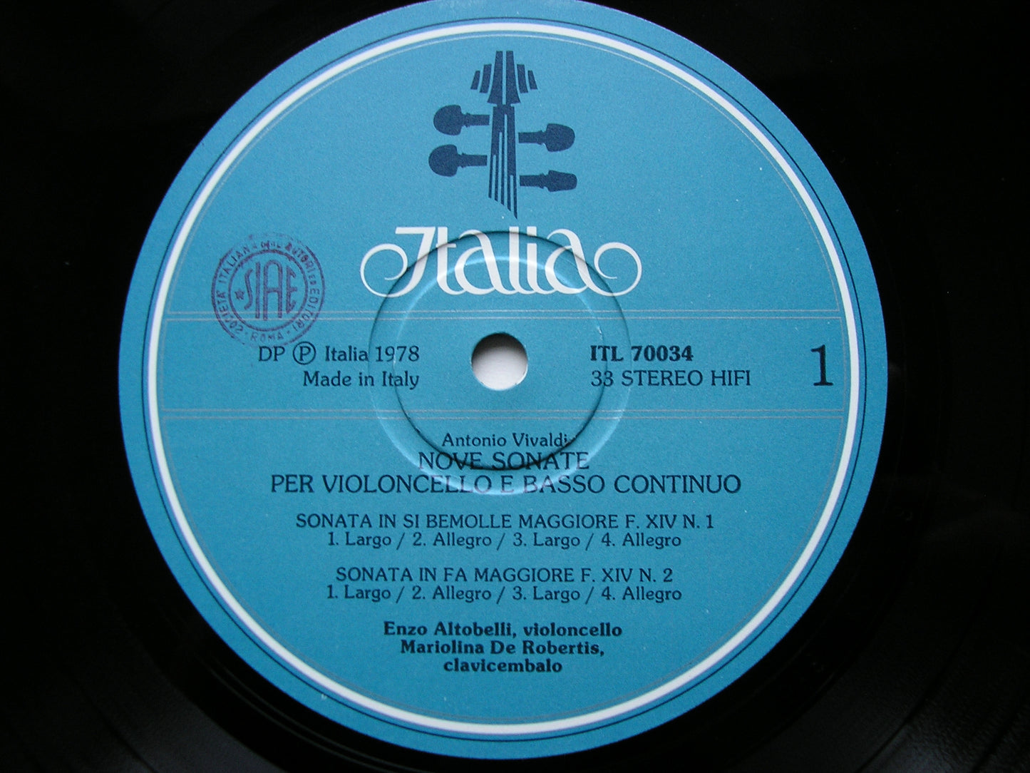 VIVALDI: NINE SONATAS FOR CELLO & BASSO CONTINUO ALTOBELLI / DE ROBERTIS 2 LP ITL 70034