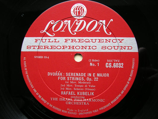 DVORAK: SERENADE FOR STRINGS     KUBELIK / ISRAEL PHILHARMONIC ORCHESTRA    CS 6032