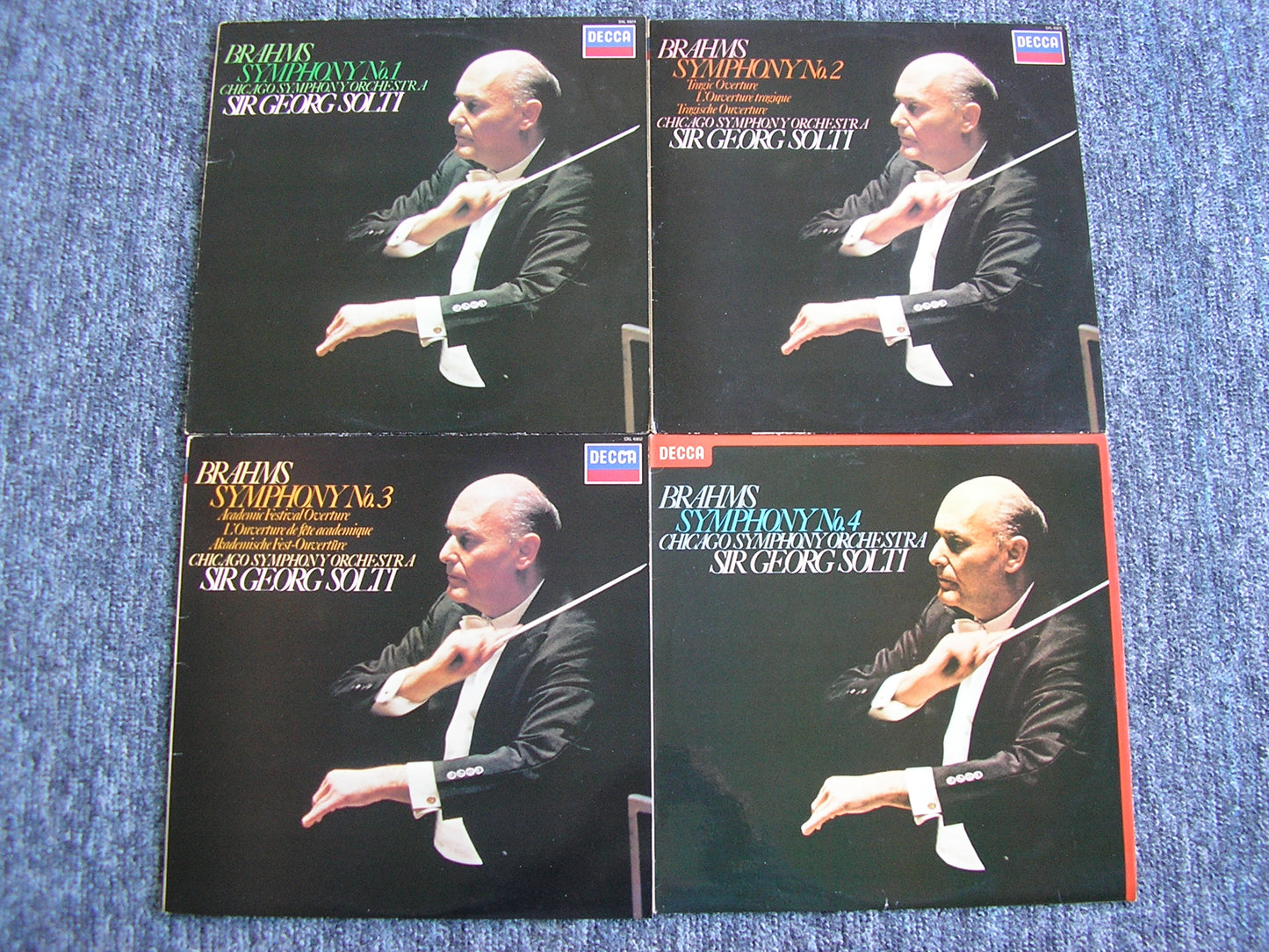 BRAHMS: THE FOUR SYMPHONIES / TWO OVERTURES SOLTI / CHICAGO SYMPHONY 4 LP SET