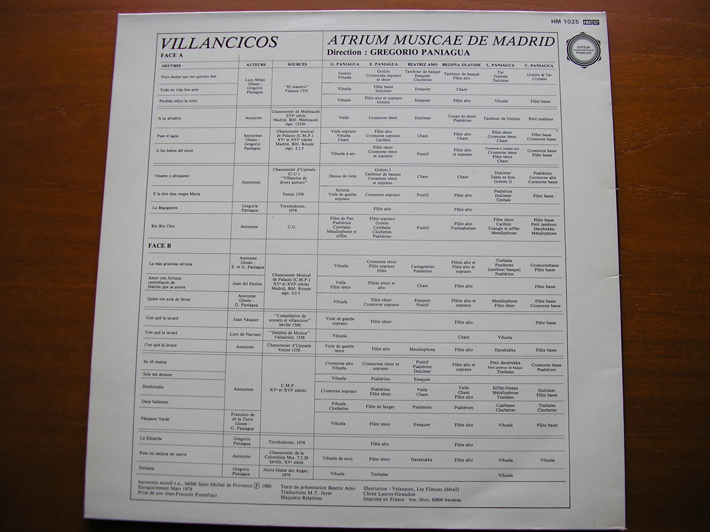 VILLANCICOS: 15th & 16th Century Spanish Folksongs ATRIUM MUSICAE DE MADRID / PANIAGUA HM 1025