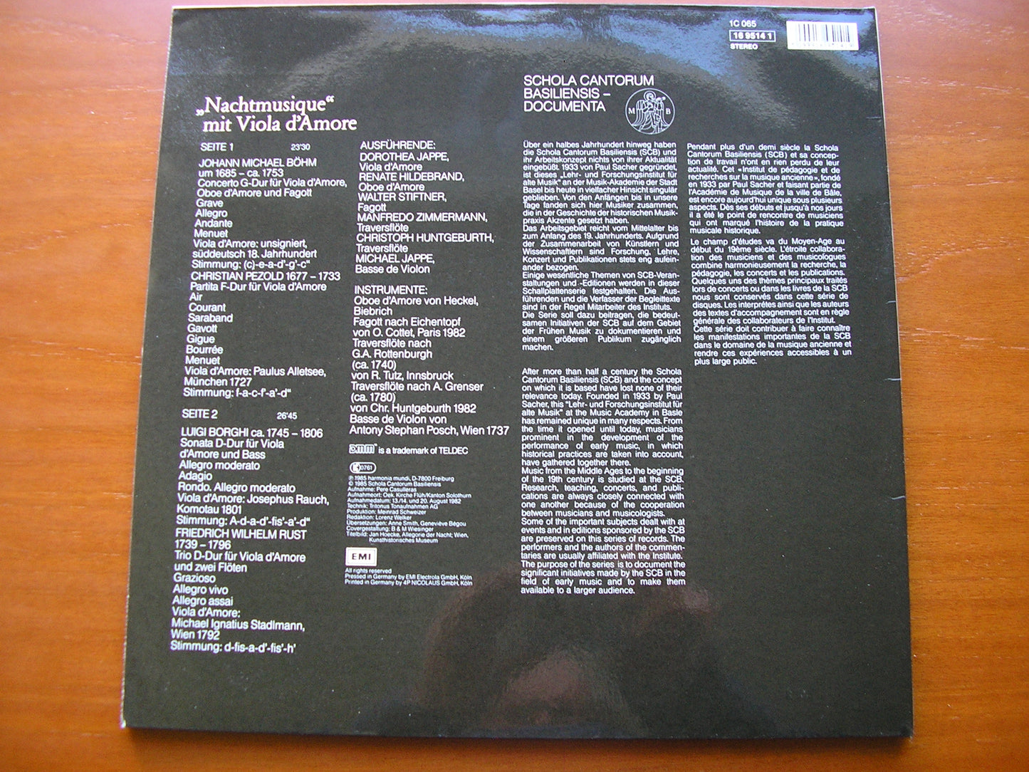 NIGHTMUSIC FOR VIOLA D'AMORE: BOHM / PEZOLD / BORGHI / RUST SCHOLA CANTORUM BASILIENSIS / JAPPE 065 16 9514