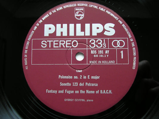 LISZT: PIANO PIECES GYORGY CZIFFRA 835 191 AY