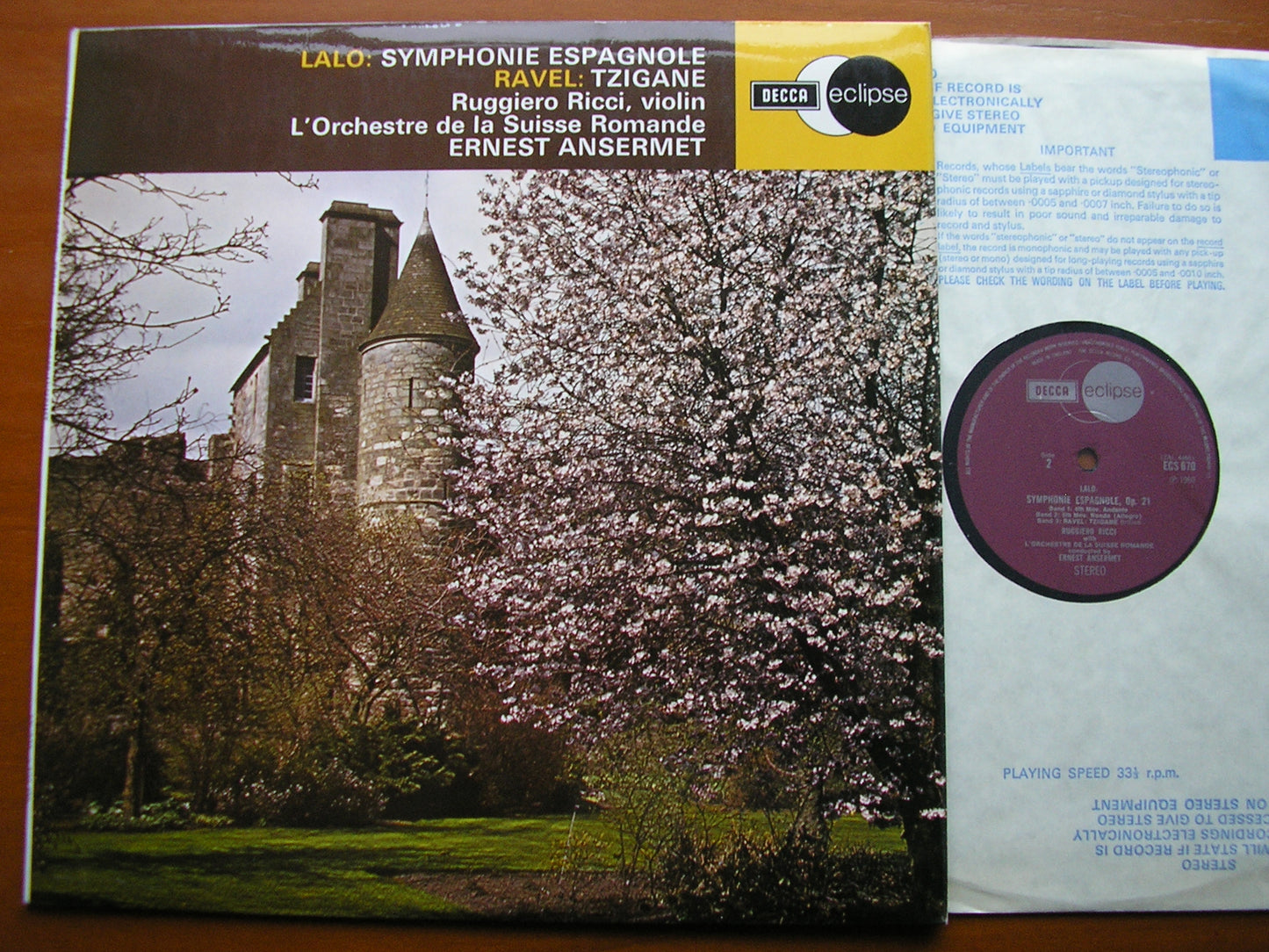 LALO: SYMPHONIE ESPAGNOLE / RAVEL: TZIGANE    RICCI / SUISSE ROMANDE / ANSERMET    ECS 670