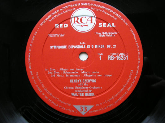 LALO: SYMPHONIE ESPAGNOLE    SZERYNG / CHICAGO SYMPHONY / HENDL  RB 16251