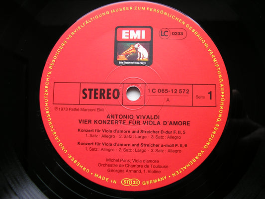 VIVALDI: FOUR CONCERTOS FOR VIOLA D'AMORE PONS / TOULOUSE CHAMBER ORCHESTRA / ARMAND 065 12572
