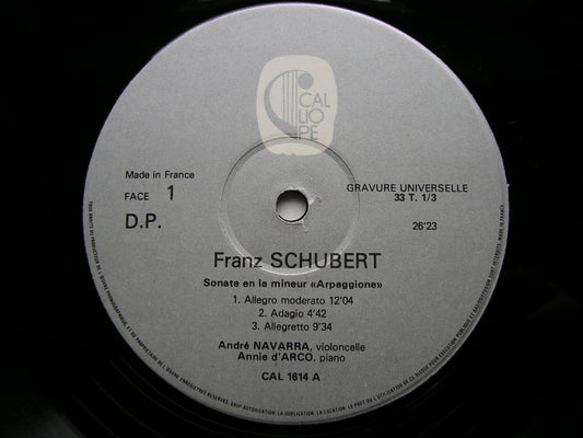 SCHUBERT: ARPEGGIONE SONATA / SCHUMANN: ADAGIO & ALLEGRO / FIVE PIECES Op. 102   ANDRE NAVARRA / ANNIE D'ARCO    CAL 1614