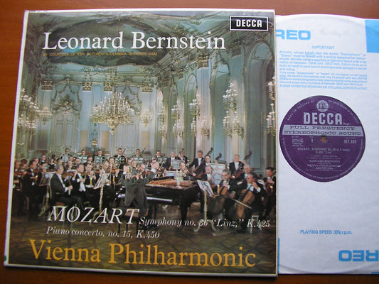 MOZART: PIANO CONCERTO No. 15 / SYMPHONY No. 36 'Linz'    BERNSTEIN / VIENNA PHILHARMONIC     SET 332