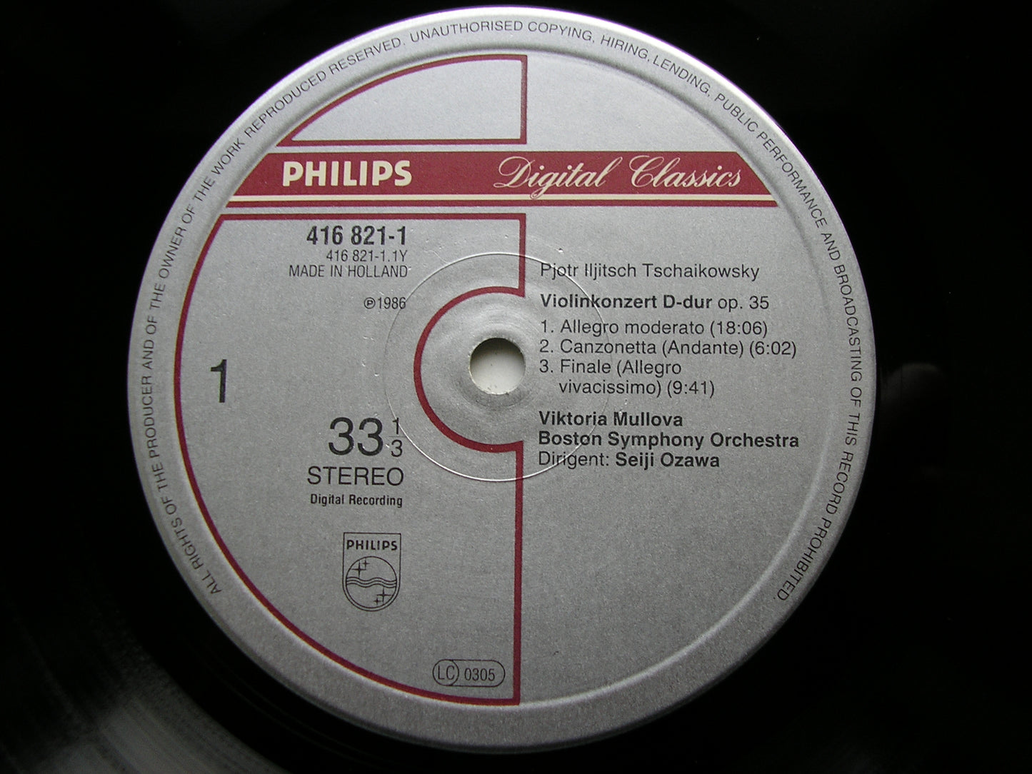 TCHAIKOVSKY & SIBELIUS: VIOLIN CONCERTOS MULLOVA / BOSTON SYMPHONY / SEIJI OZAWA 416 821
