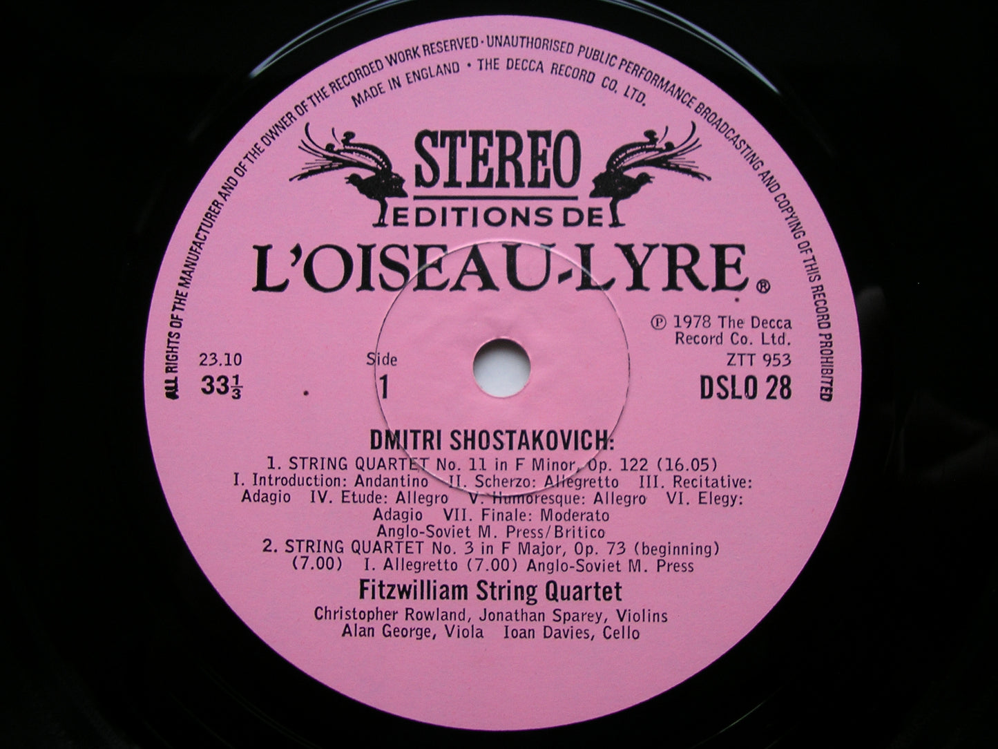 SHOSTAKOVICH: THE STRING QUARTETS FITZWILLIAM QUARTET 7 LP