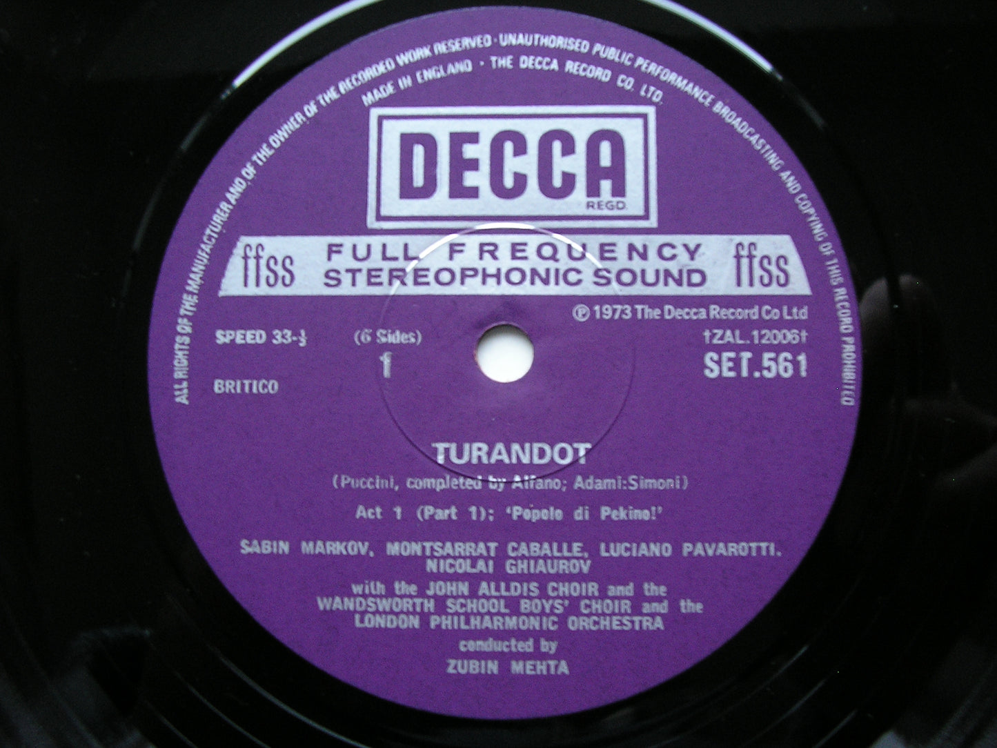 PUCCINI: TURANDOT   SUTHERLAND / PAVAROTTI / CABALLE / LONDON PHILHARMONIC / ZUBIN MEHTA   SET 561 - 3