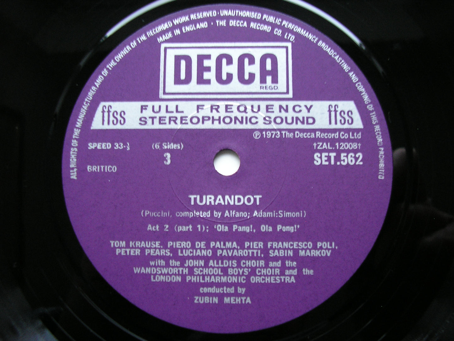 PUCCINI: TURANDOT   SUTHERLAND / PAVAROTTI / CABALLE / LONDON PHILHARMONIC / ZUBIN MEHTA   SET 561 - 3