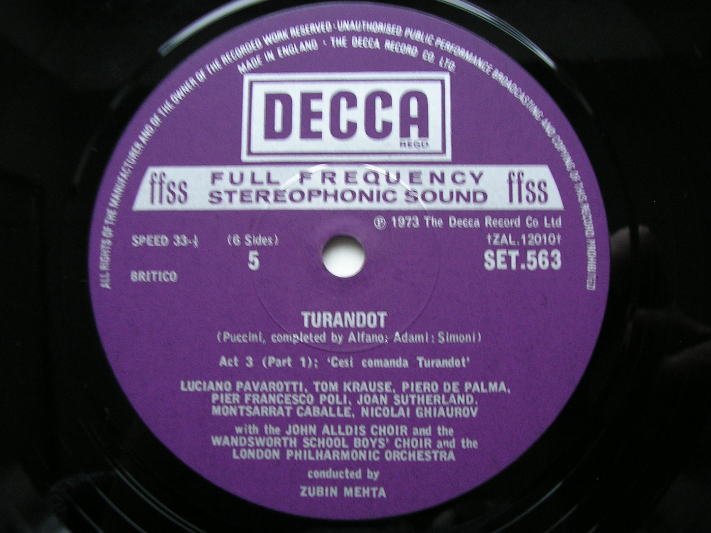 PUCCINI: TURANDOT   SUTHERLAND / PAVAROTTI / CABALLE / LONDON PHILHARMONIC / ZUBIN MEHTA   SET 561 - 3