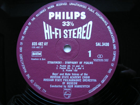 STRAVINSKY: SYMPHONY OF PSALMS / MUSSORGSKY: SIX SONGS    VISHNEVSKAYA / RUSSIAN STATE SYMPHONY / MARKEVITCH    SAL 3430